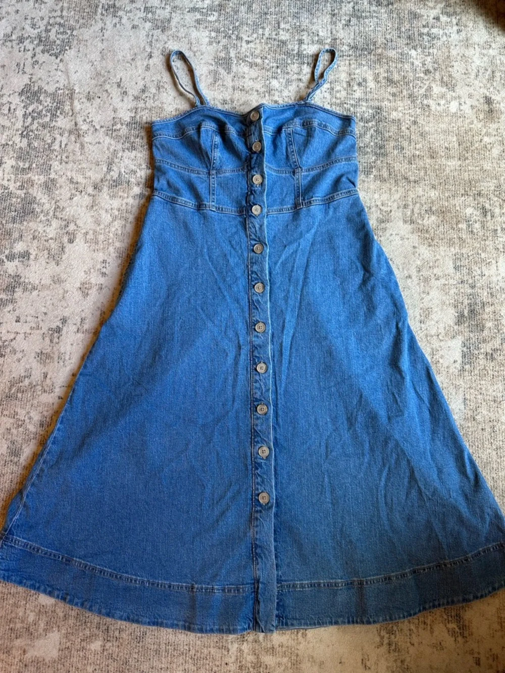 Universal Thread Denim Midi Dress Button Front Smocked Back Pockets NWT M - Picture 2 of 7